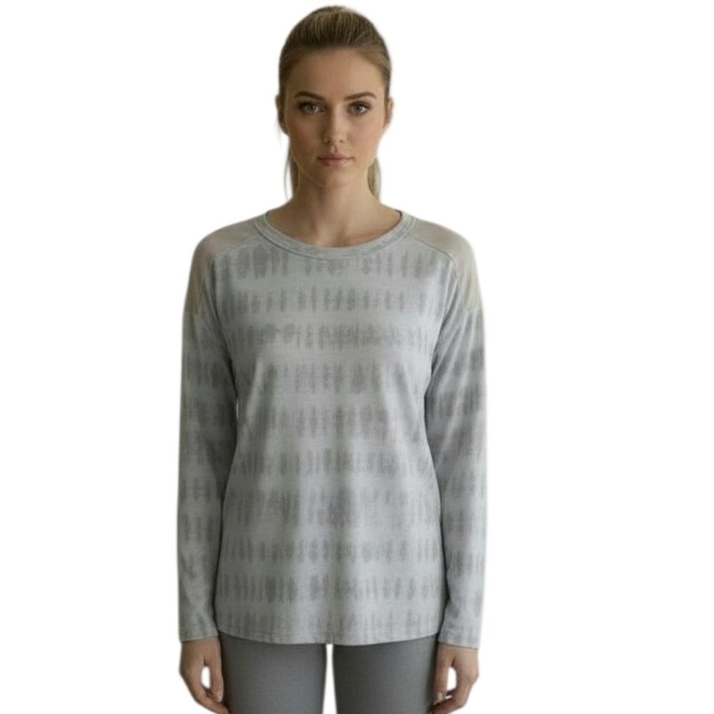 Arctic Expedition Grey White Long Sleeve Running Shirt White Mesh Shoulders med